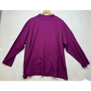 Venezia Long Sleeve Shirt Mock Neck Cotton Purple T-Shirt Top Women's Size 2X